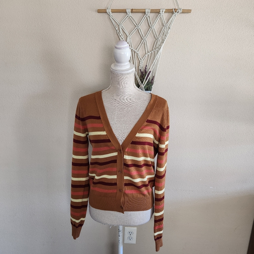 Pact Womens Striped Button Up Knit Cardigan Sweater Size Small NWT Organic
